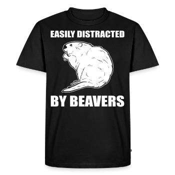 Légèrement distrait par le castor Beaver Nagetet - T-shirt Premium bio Homme - noir - Devant - Nico (187cm)