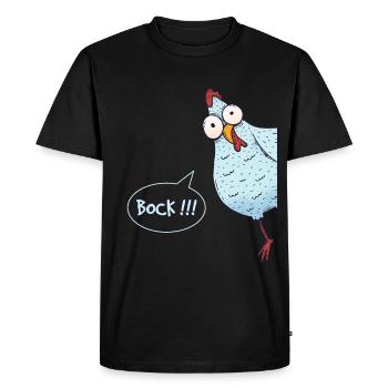 Huhn das um die Ecke schaut – Bock - Männer Premium Bio T-Shirt - Schwarz - Vorne - Nico (187cm)