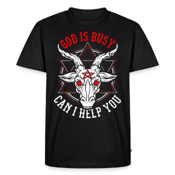 God Is Busy Can I Help You Devil Satanic Satan - T-shirt Premium bio Homme - noir - Devant - Nico (187cm)