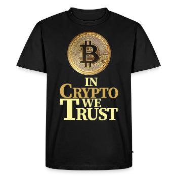 Dans Crypto Nous faisons confiance à la crypto-monnaie Bitcoin - T-shirt Premium bio Homme - noir - Devant - Nico (187cm)