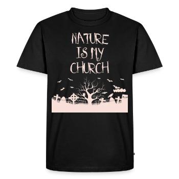 La nature est mon église Satanisme satanique - T-shirt Premium bio Homme - noir - Devant - Nico (187cm)