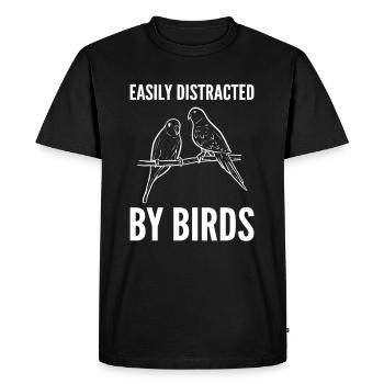 Easily Distracted By Birds Ornithology - Men's Premium Organic T-Shirt - black - Front - Nico (187cm)