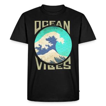 Great Wave Off Kanagawa Surfing - Men's Premium Organic T-Shirt - black - Front - Nico (187cm)