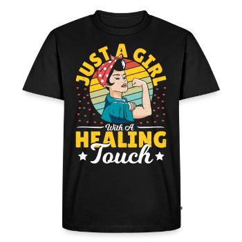 Just A Girl With A Healing Touch Massage Therapist - Men's Premium Organic T-Shirt - black - Front - Nico (187cm)