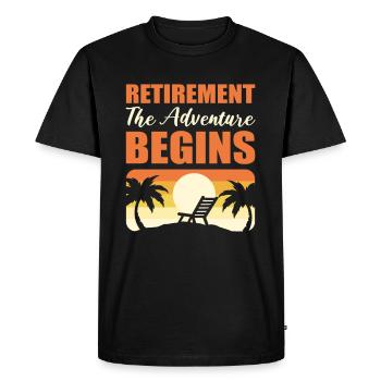 Retraite : l’aventure commence à la retraite - T-shirt Premium bio Homme - noir - Devant - Nico (187cm)