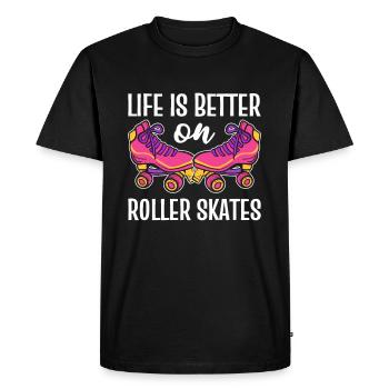 La vie est meilleure sur les patins à roulettes Patin à roulettes Patin à roulettes - T-shirt Premium bio Homme - noir - Devant - Nico (187cm)