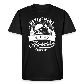 Retraite : l’aventure commence à la retraite - T-shirt Premium bio Homme - noir - Devant - Nico (187cm)