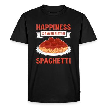 Happiness is a Warm Plate of Spaghetti Pasta Lover - Men's Premium Organic T-Shirt - black - Front - Nico (187cm)