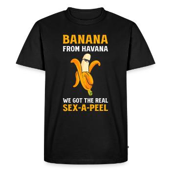 Banane Banane Fruit Aliments sains Fruits Jaune - T-shirt Premium bio Homme - noir - Devant - Nico (187cm)