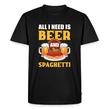All I Need Is Beer and Spaghetti Pasta - Men's Premium Organic T-Shirt - black - Front - Nico (187cm)