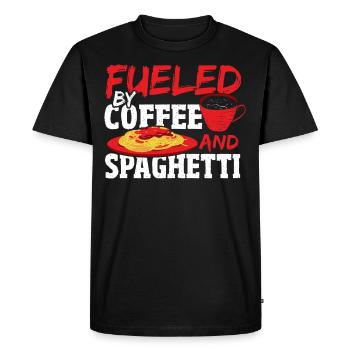 Fueled By Coffee and Spaghetti Italian Pasta - Men's Premium Organic T-Shirt - black - Front - Nico (187cm)