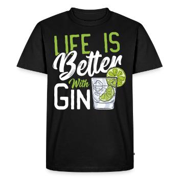 Life Is Better With Gin - Men's Premium Organic T-Shirt - black - Front - Nico (187cm)