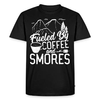 Fueled By Coffee and 'Smores Camping Fire Camper - Men's Premium Organic T-Shirt - black - Front - Nico (187cm)