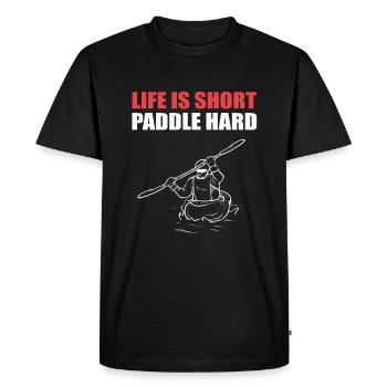 La vie est courte Paddle Hard Rafting En eau vive - T-shirt Premium bio Homme - noir - Devant - Nico (187cm)