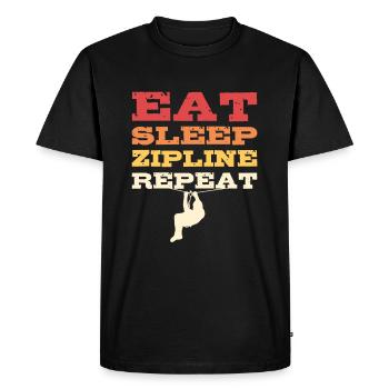 Eat Sleep Zipline Repeat Zip line Zip Lining - Men's Premium Organic T-Shirt - black - Front - Nico (187cm)