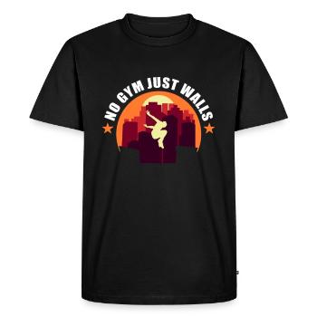 No Gym Just Walls Freerunning Parkour - Men's Premium Organic T-Shirt - black - Front - Nico (187cm)