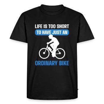 La vie est trop courte pour n’avoir qu’un vélo ordinaire - T-shirt Premium bio Homme - noir - Devant - Nico (187cm)