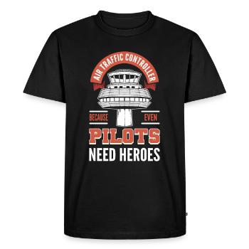 Contrôleurs aériens Aviation Aéroport Aéronefs Contrôleur de la circulation aérienne - T-shirt Premium bio Homme - noir - Devant - Nico (187cm)