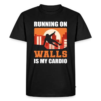 Running On Walls Is My Cardio Freerunning Parkour - Men's Premium Organic T-Shirt - black - Front - Nico (187cm)
