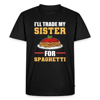 I'll Trade My Sister For Spaghetti - Men's Premium Organic T-Shirt - black - Front - Nico (187cm)