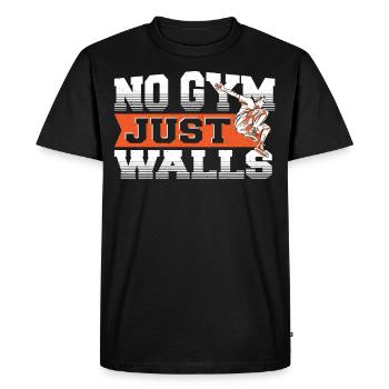 No Gym Just Walls Freerunning Parkour - Men's Premium Organic T-Shirt - black - Front - Nico (187cm)