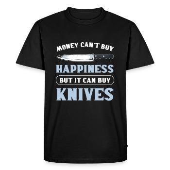 L’argent ne peut pas acheter le bonheur mais couteaux couteau - T-shirt Premium bio Homme - noir - Devant - Nico (187cm)