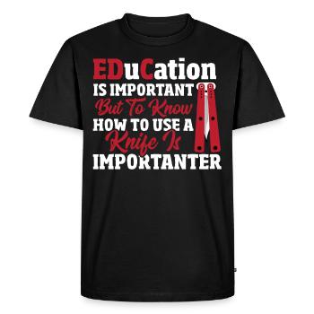 L’éducation est importante pour la chasse aux collectionneurs de couteaux - T-shirt Premium bio Homme - noir - Devant - Nico (187cm)