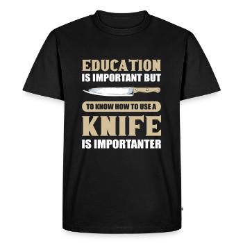 L’éducation est importante pour la chasse aux collectionneurs de couteaux - T-shirt Premium bio Homme - noir - Devant - Nico (187cm)