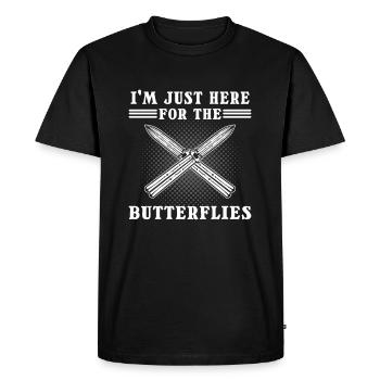 Je suis juste ici pour le collectionneur de couteaux Butterflies - T-shirt Premium bio Homme - noir - Devant - Nico (187cm)