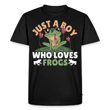 Just A Boy Who Loves Frogs Frog Lover - Men's Premium Organic T-Shirt - black - Front - Nico (187cm)