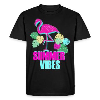 Summer Vibes Flamingo Summer Gift Idea - Men's Premium Organic T-Shirt - black - Front - Nico (187cm)