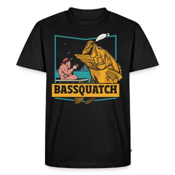 Perche Bigfoot Pêche Pêcheur Singe Homme Canne à pêche - T-shirt Premium bio Homme - noir - Devant - Nico (187cm)