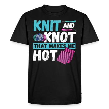 Tricot et nœud qui me fait Hot Knitting Crochet - T-shirt Premium bio Homme - noir - Devant - Nico (187cm)
