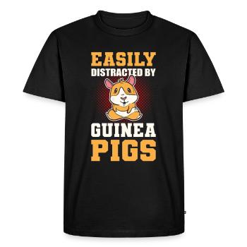 Easily Distracted By Guinea Pigs Guinea Pig - Men's Premium Organic T-Shirt - black - Front - Nico (187cm)