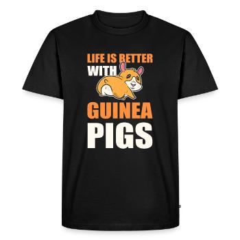 Life is Better with Guinea Pigs Guinea Pig Lover - Men's Premium Organic T-Shirt - black - Front - Nico (187cm)