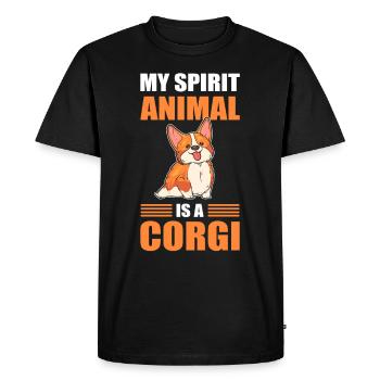 Mon animal spirituel est un chien Corgi Welsh Corgi - T-shirt Premium bio Homme - noir - Devant - Nico (187cm)