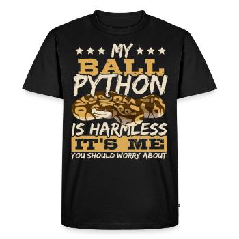 My Python Is Harmless Reptile Exotic Pet Serpent - Men's Premium Organic T-Shirt - black - Front - Nico (187cm)