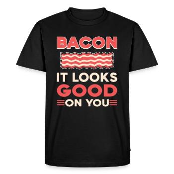 Bacon Il a l’air bien sur vous Bacon et œuf - T-shirt Premium bio Homme - noir - Devant - Nico (187cm)