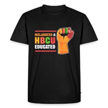 Melanated And HBCU Educated Black History College - Men's Premium Organic T-Shirt - black - Front - Nico (187cm)