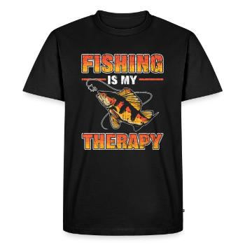 Fishing Is My Therapy Fish Hunting - Men's Premium Organic T-Shirt - black - Front - Nico (187cm)