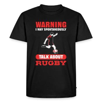 Attention je peux spontanément parler de rugby - T-shirt Premium bio Homme - noir - Devant - Nico (187cm)