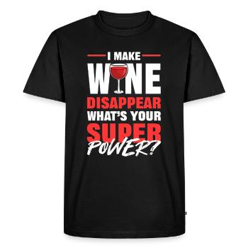 Je fais disparaître le vin Quel est votre superpouvoir Rouge - T-shirt Premium bio Homme - noir - Devant - Nico (187cm)