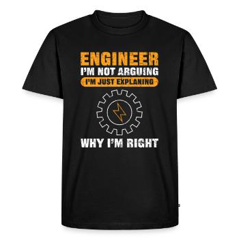 Ingénieur Je ne discute pas drôle d’ingénierie - T-shirt Premium bio Homme - noir - Devant - Nico (187cm)