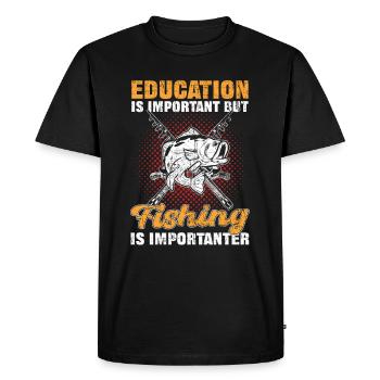 Education Is Important but Fishing Is Importanter - Men's Premium Organic T-Shirt - black - Front - Nico (187cm)