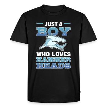 Juste un garçon qui aime les requins-marteaux - T-shirt Premium bio Homme - noir - Devant - Nico (187cm)