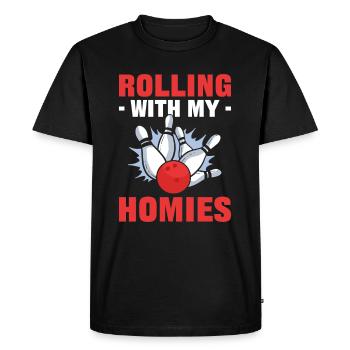 Rouler avec mes homies Bowling Bowling - T-shirt Premium bio Homme - noir - Devant - Nico (187cm)