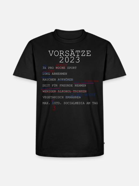 vorsätze 2023 - Männer Premium Bio T-Shirt - Schwarz