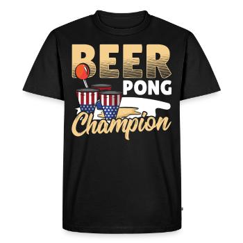 BEER PONG CHAMPION - Men's Premium Organic T-Shirt - black - Front - Nico (187cm)