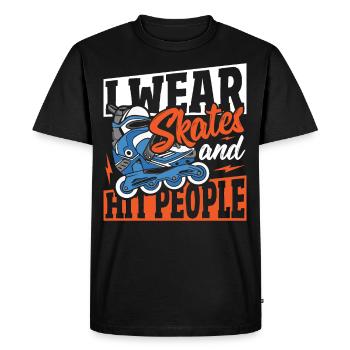 I Wear Skates and Hit People Roller Derby Roller - Men's Premium Organic T-Shirt - black - Front - Nico (187cm)