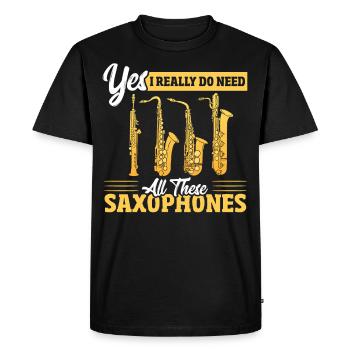 Saxophone Saxophones Joueur de jazz Marching Band Sym - T-shirt Premium bio Homme - noir - Devant - Nico (187cm)